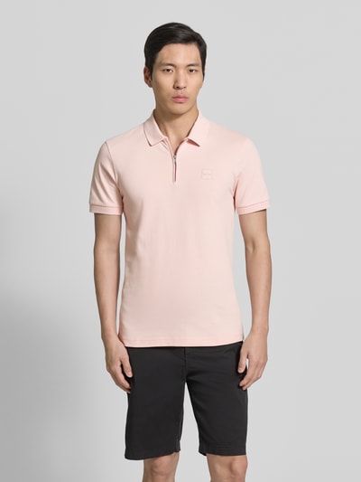 BOSS Orange koszulka polo o kroju regular fit z zamkiem błyskawicznym Jasnoróżowy 4