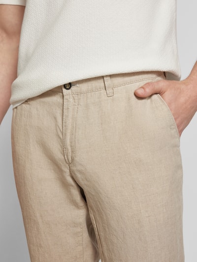 Brax Linnen broek met achterzakken Beige - 3