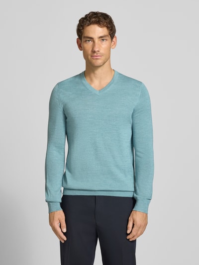 Christian Berg Men Strickpullover aus Woll-Mix mit V-Ausschnitt Schilf Melange 4