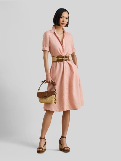 Lauren Ralph Lauren Hemdblusenkleid aus reinem Leinen Rosa 1