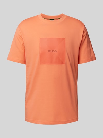 BOSS Green T-shirt met labelprint Zalm - 2