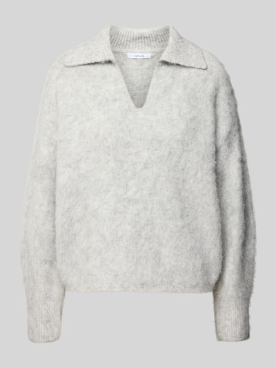 OPUS Gebreide pullover met ribboorden, model 'Pelsie' Lichtgrijs gemêleerd - 2