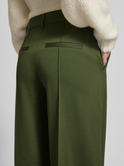 ICHI Wide leg stoffen broek met vaste persplooien, model 'KATE' Kaki - 3
