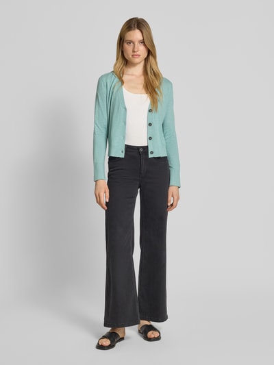 Marc O'Polo Slim Fit Strickjacke aus Baumwoll-Leinen-Mix Mint 1