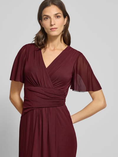 Christian Berg Cocktail Abendkleid mit V-Ausschnitt Dunkelrot 3