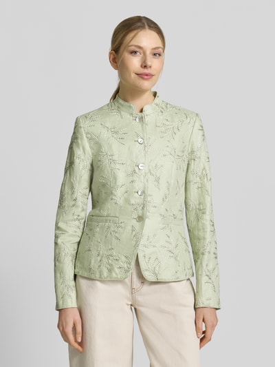 White Label Żakiet o kroju slim fit z haftami i stójką Zielony 4