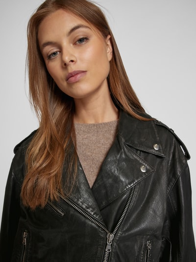 Jake*s Casual Lederjacke mit Reverskragen Black 3