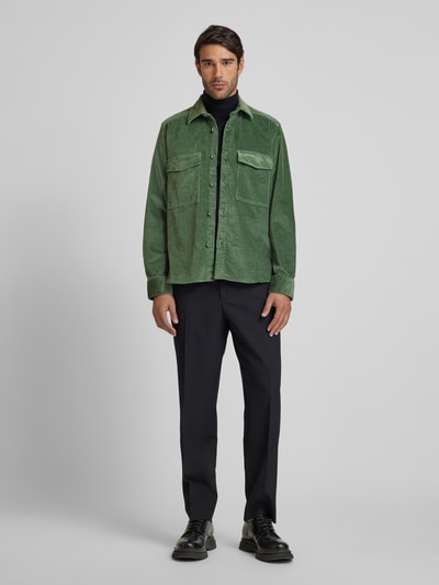 Drykorn Slim fit overhemdjack met structuurmotief, model 'Gunray' Groen - 1