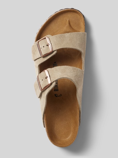 Birkenstock Lederslides mit Dornschließen Modell 'Arizona' Taupe 3