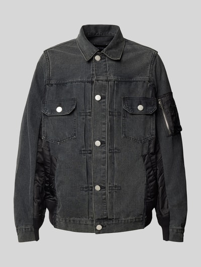 ELIAS RUMELIS Jeansjacke mit Knopfleiste Modell 'Jermain' Black 1