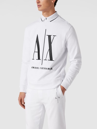 ARMANI EXCHANGE Sweatshirt mit Label-Stitching Weiss 4