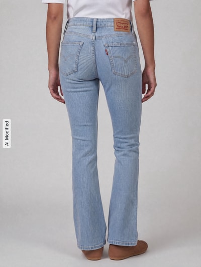 Levi's® 300 Slim Fit Bootcut-Jeans aus Baumwoll-Mix Modell '725®' Hellblau 5