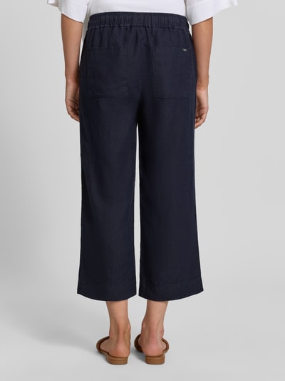TONI Wide leg capribroek van linnen model 'PIA' Donkerblauw - 5