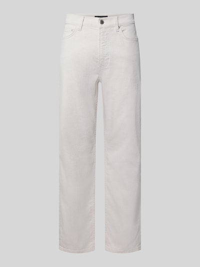 Produktfoto, cremefarbene Straight Fit Jeans aus Baumwoll-Leinen-Mix von Marc O'Polo, glatte Struktur, dezente Nähte, Herren Straight Fit Jeans von Marc O'Polo