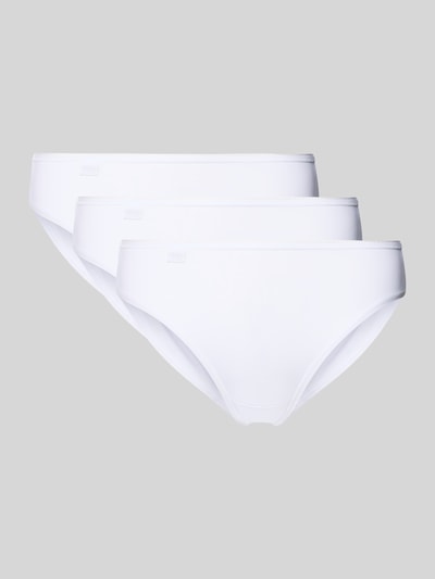 Produktfoto, białe figi z mieszanki materiałów z dodatkiem streczu, dopasowany krój, detal z logo, Slip mit Label-Detail im 3er-Pack od Sloggi, zestaw 3 szt.