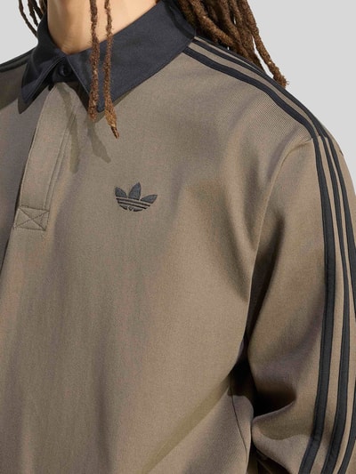 adidas Originals Relaxed Fit Rugbyshirt aus reiner Baumwolle Anthrazit 5