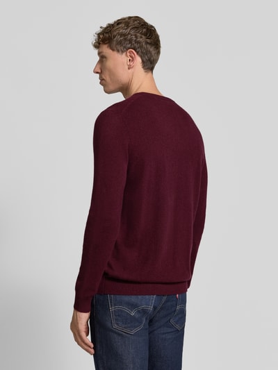 Christian Berg Men Kaschmirpullover mit gerippten Abschlüssen Bordeaux Melange 5