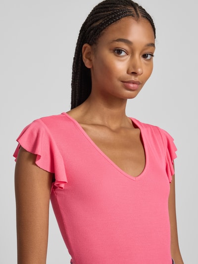 Only Slim Fit T-Shirt in Rippoptik Modell 'BELIA' Pink 3