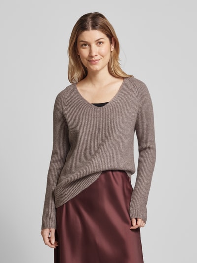 Fynch-Hatton Strickpullover mit V-Ausschnitt Taupe 4