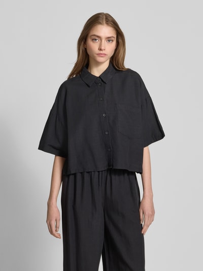 Review Boxy Fit Hemdbluse mit Leinen-Anteil Black 4