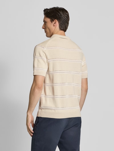 MCNEAL Relaxed fit gebreide polo met V-hals Zand - 5