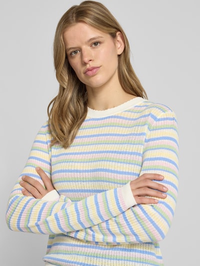 PIECES Regular Fit Strickpullover aus reiner Baumwolle Modell 'DIANA' Weiss 3