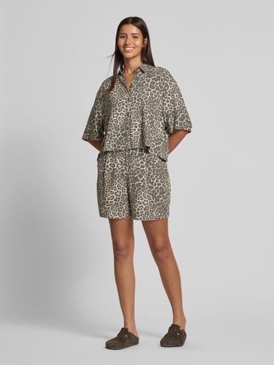 Jake*s Casual Relaxed Fit Hemdbluse aus Viskose-Leinen-Mix Sand 1