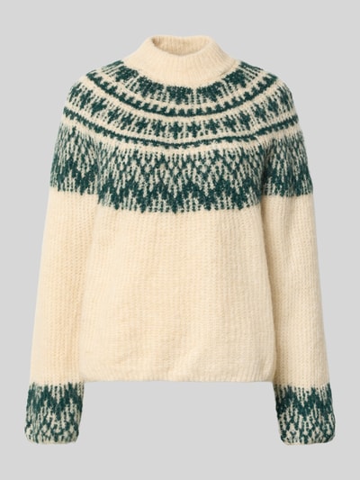 YAS Sweter z dzianiny o luźnym kroju ze stójką model ‘YASLIRI’ Złamany biały 2
