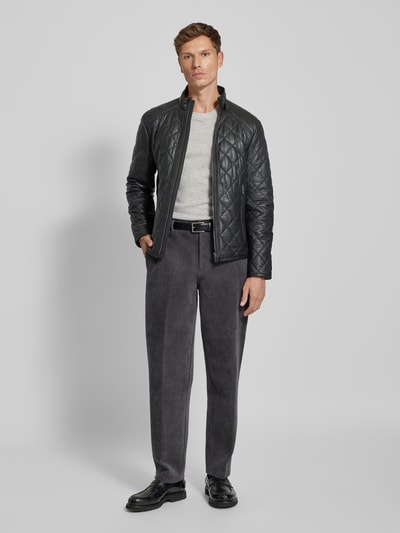 JOOP! Collection Leren jack met opstaande kraag, model 'Boys' Zwart - 1