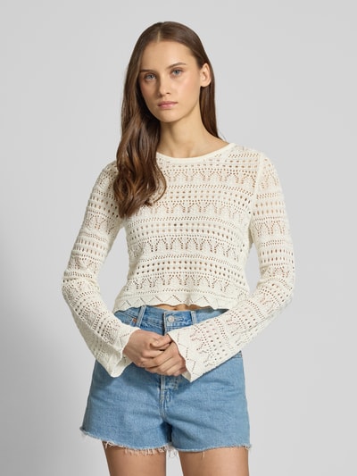 ONLY Cropped Strickpullover aus Baumwoll-Mix Modell 'ELKE' Ecru 4