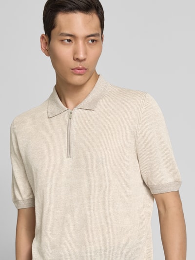 GRAN SASSO Regular Fit Poloshirt mit Reißverschluss Sand 3