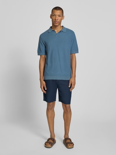 Selected Homme Regular Fit Poloshirt aus Baumwoll-Leinen-Mix Modell 'MATTIS' Rauchblau 1