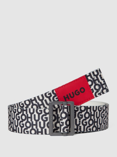 HUGO Stoffen riem met all-over logomotief, model 'Gred-Logo' Wit - 1