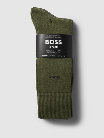 Produktfoto, Socken mit Label-Detail im 3er-Pack von BOSS, bawełniany miks ze stretchem, jednolity kolor, prążkowane ściągacze, widoczne logo