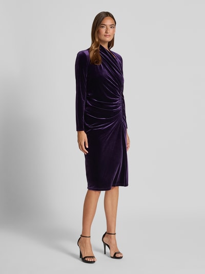 Lauren Ralph Lauren Midikleid aus Samt mit Raffungen Modell 'FELRAD' Violett 1