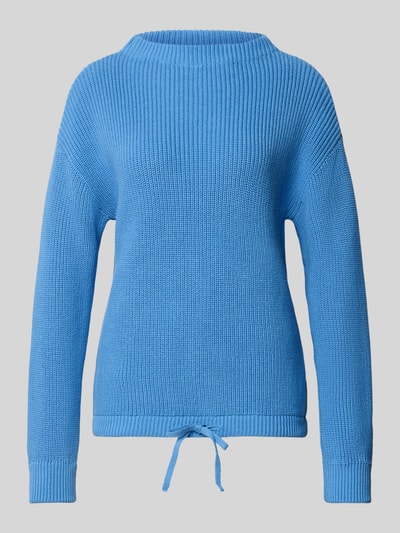 Produktfoto, Regular Fit Pullover mit Tunnelzug von Jake*s Casual in Hellblau mit feiner Strickstruktur und Rundhalsausschnitt.