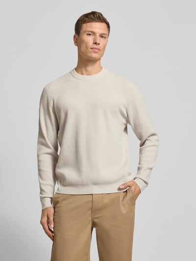 JAKE*S STUDIO MEN Strickpullover mit gerippten Abschlüssen Ecru 4