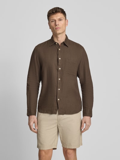 Marc O'Polo Koszula casualowa o kroju regular fit z czystego lnu Ciemnobrązowy 4