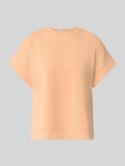 Produktfoto, T-Shirt mit elastischen Abschlüssen von Rich & Royal, beigefarben, Rundhalsausschnitt, kurzer Schnitt, glatte Struktur, Damen T-Shirt im Relaxed Fit, Modal-Mix mit Stretch-Anteil