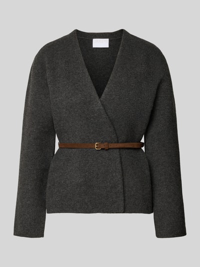 Jake*s Collection Regular fit gebreid jack met wol Donkergrijs - 1