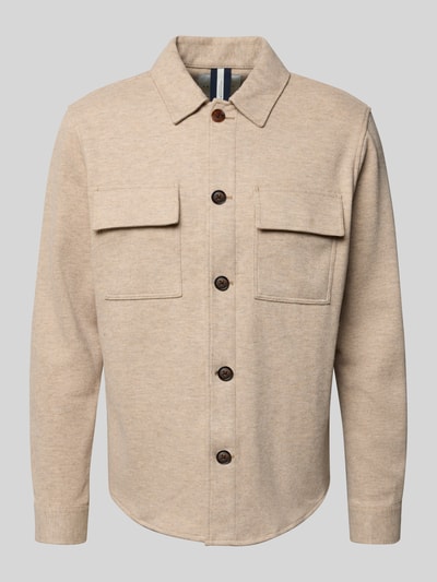 Profuomo Kurtka koszulowa o kroju relaxed fit z kieszenią na piersi Beżowy 2
