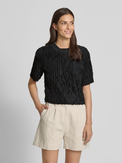 Jake*s Collection T-shirt z okrągłym dekoltem i rękawami o dł. 1/2 Czarny 4