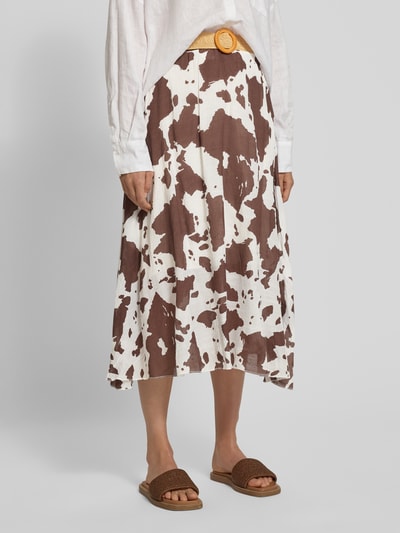 ZABAIONE Midirok met riem, model 'Le44naa' Middenbruin - 4