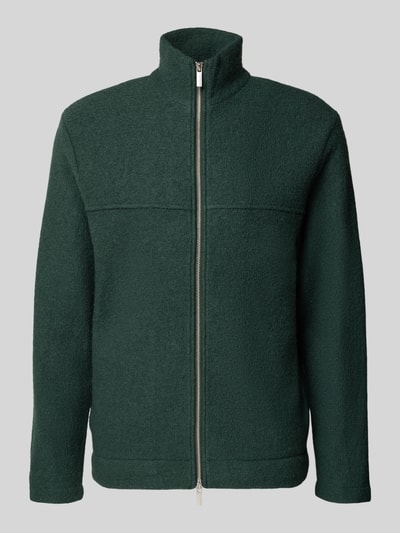 SELECTED HOMME Regular fit cardigan van zuivere wollen bouclé, model 'NEALY' Donkergroen - 2