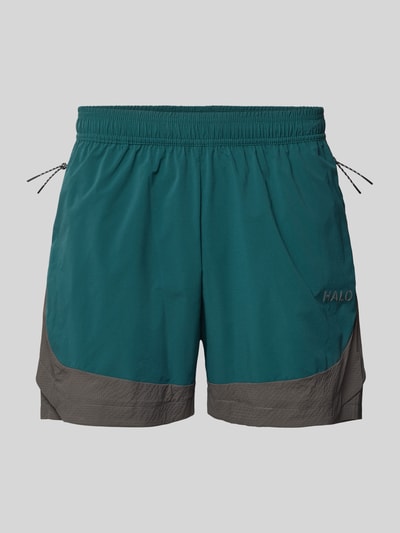 Produktfoto, Shorst mit Reißverschlusstaschen Modell 'HALO DIVISION' von HALO, grün-graue Herren Shorts, elastischer Bund, Regular Fit