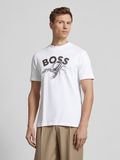 BOSS Orange T-Shirt mit Label-Motiv-Print Modell 'Bossfish' Weiss 4