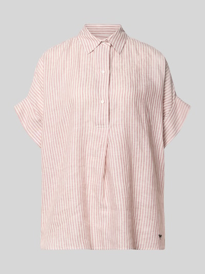 Weekend Max Mara Bluzka lniana o kroju oversized z krótkim rękawem model 'VERVE' Brudnoróżowy 2
