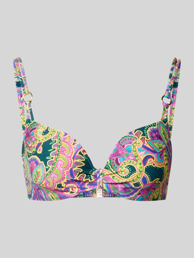 Produktfoto, Bikini-Oberteil mit Allover-Paisley-Print Modell 'Lise' von Marie Jo, bunte Farben, Elastischer-Material-Mix, Raffungen, verstellbare Träger