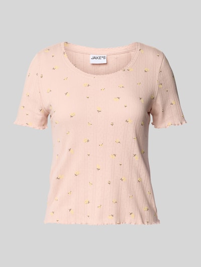 Jake*s Casual Pyjama-Oberteil mit Rundhalsausschnitt und Wellensaum Hellrosa 1