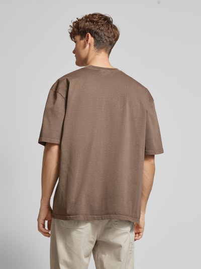 Pegador Oversized T-Shirt mit Label-Stitching Dunkelbraun 5